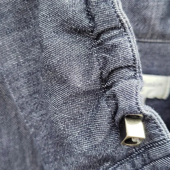 Denim Button-Up Ruffle Collar Shacket - Picture 7 of 8